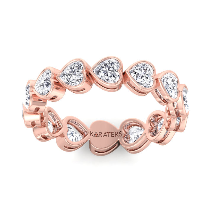 Bezel Heart East to West Lab Diamond Rose Eternity Band, Top Down
