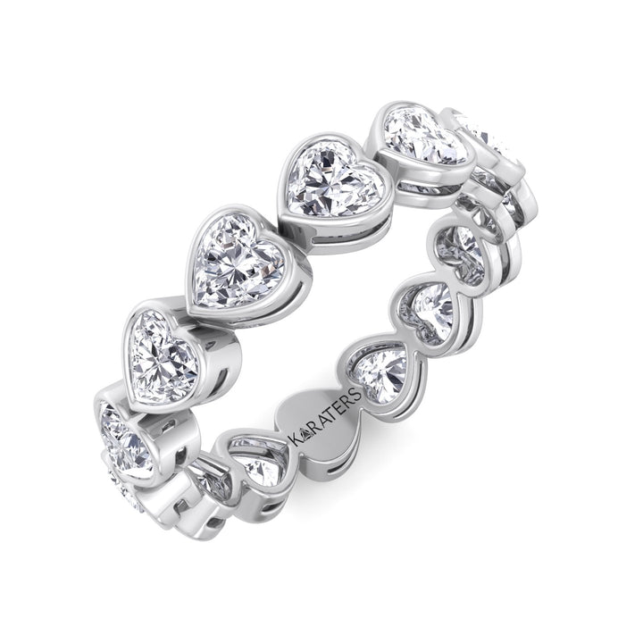 Bezel Heart East to West Lab Diamond White Eternity Band, Top Down
