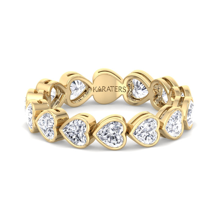Bezel Heart East to West Lab Diamond Yellow Eternity Band, Front