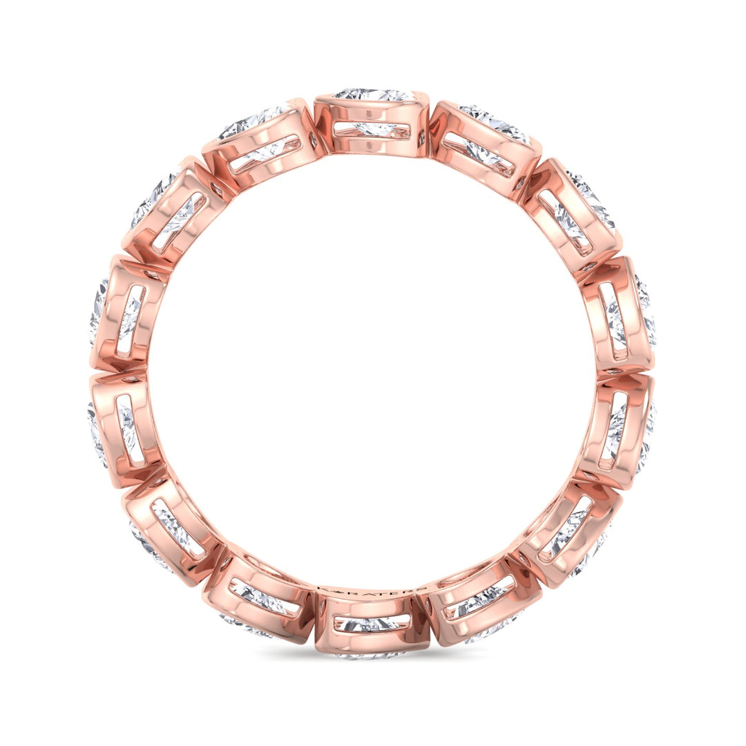 Bezel Heart East to West Lab Diamond Rose Eternity Band, Profile