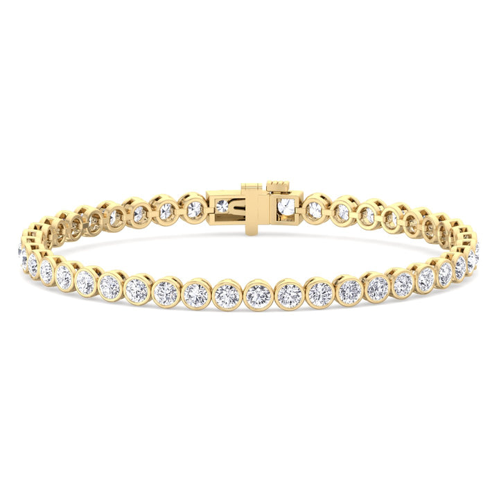 Bezel Round Lab Diamond Tennis Bracelet 14K Yellow