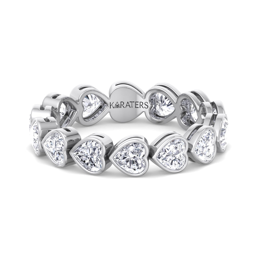 Bezel Set Heart Shape East to West Lab Diamond White Eternity Band