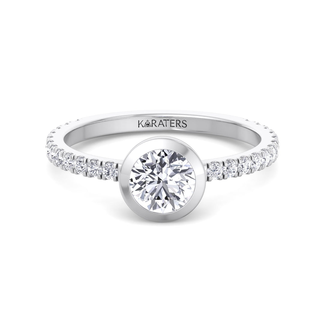 Bezel Set Lab Diamond Ring White Gold