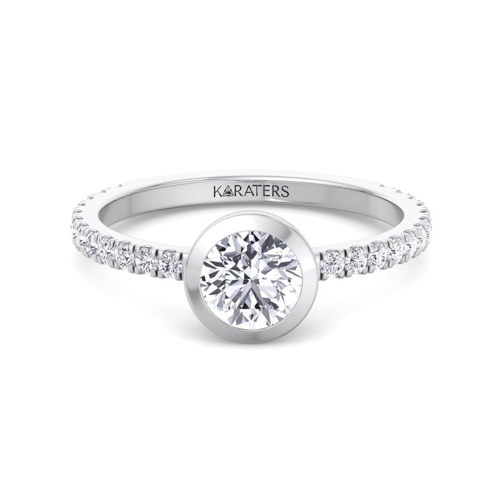 Bezel Set Lab Diamond Ring White Gold