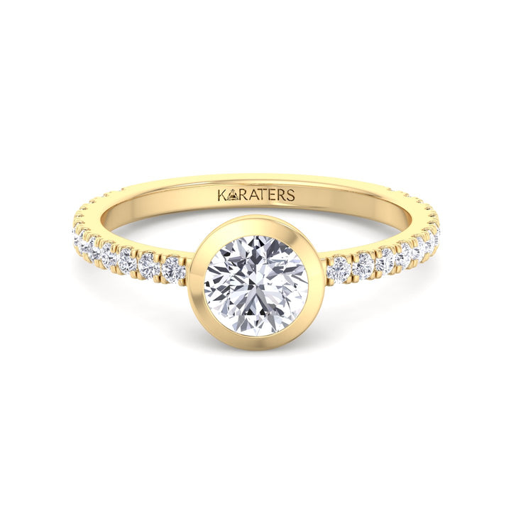 Bezel Set Lab Diamond Ring Yellow Gold