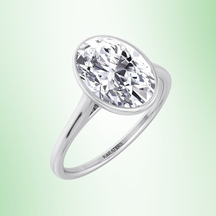 Bezel Set Oval Cut Lab-Grown Diamond Engagement Ring