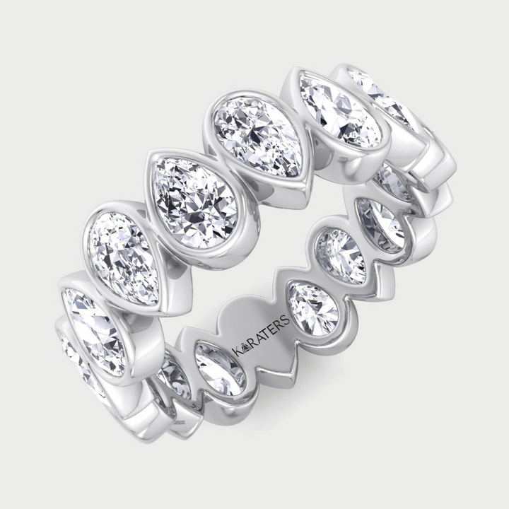 Bezel Set Pear Shape Lab-Grown Diamond Eternity Band