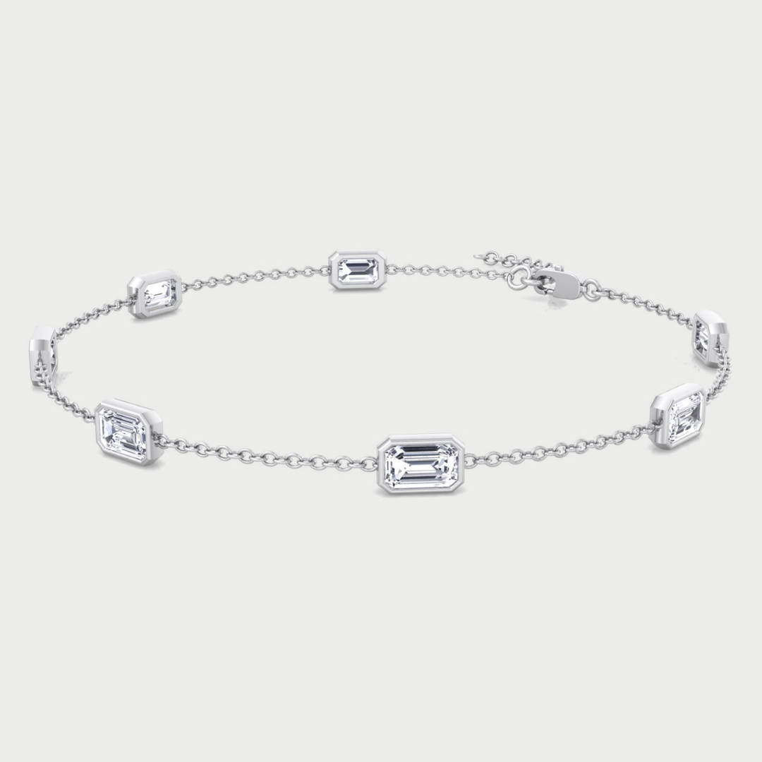 Emerald Cut Lab Grown Diamonds Bracelet by The Yard-1.25CT-14K-18K