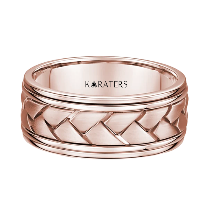 Men's Braided Samoan Solid Gold Band RG2
