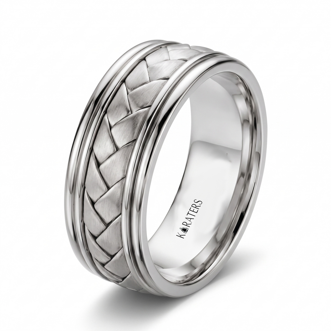 Men's Braided Samoan Solid Gold Band WG