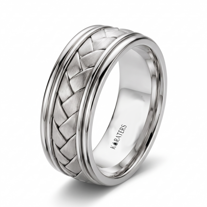 Men's Braided Samoan Solid Gold Band WG