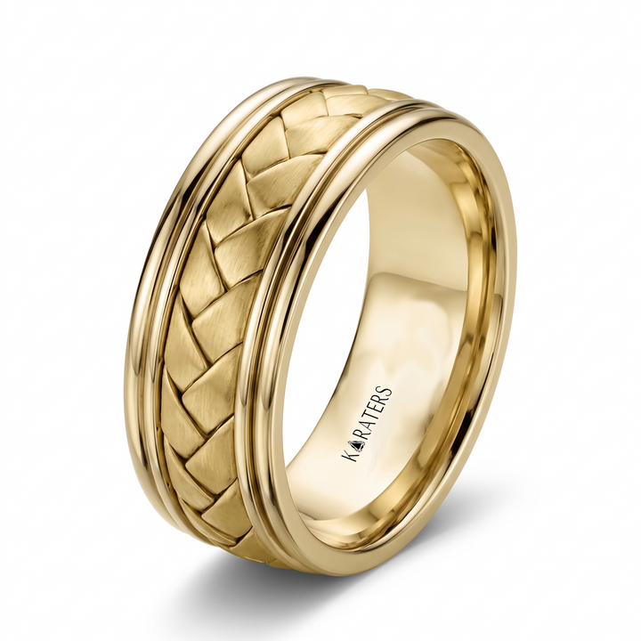 Men's Braided Samoan Solid Gold Band YG