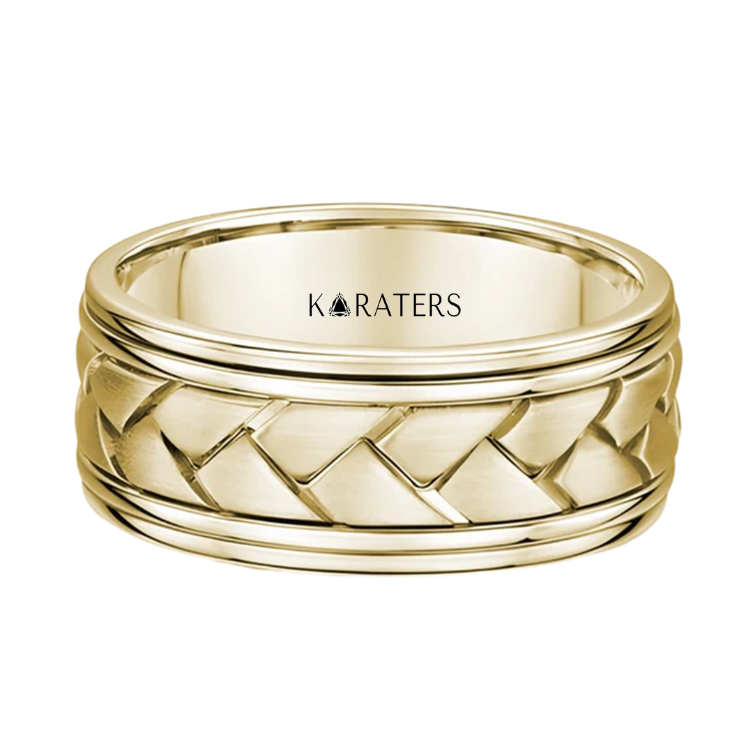 Men's Braided Samoan Solid Gold Band YG2