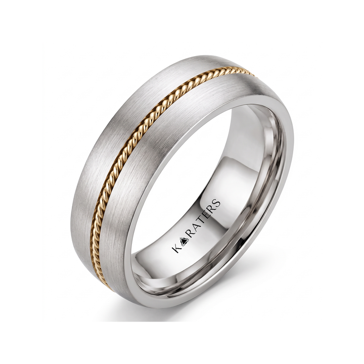 Center Rope Men's Solid Gold Band WG2