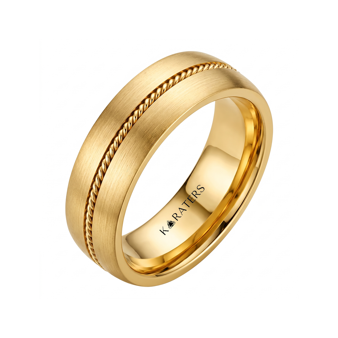 Center Rope Men's Solid Gold Band YG