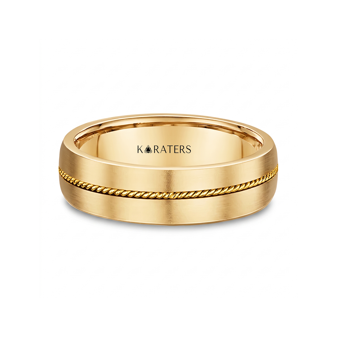 Center Rope Men's Solid Gold Band lifestyle YG2