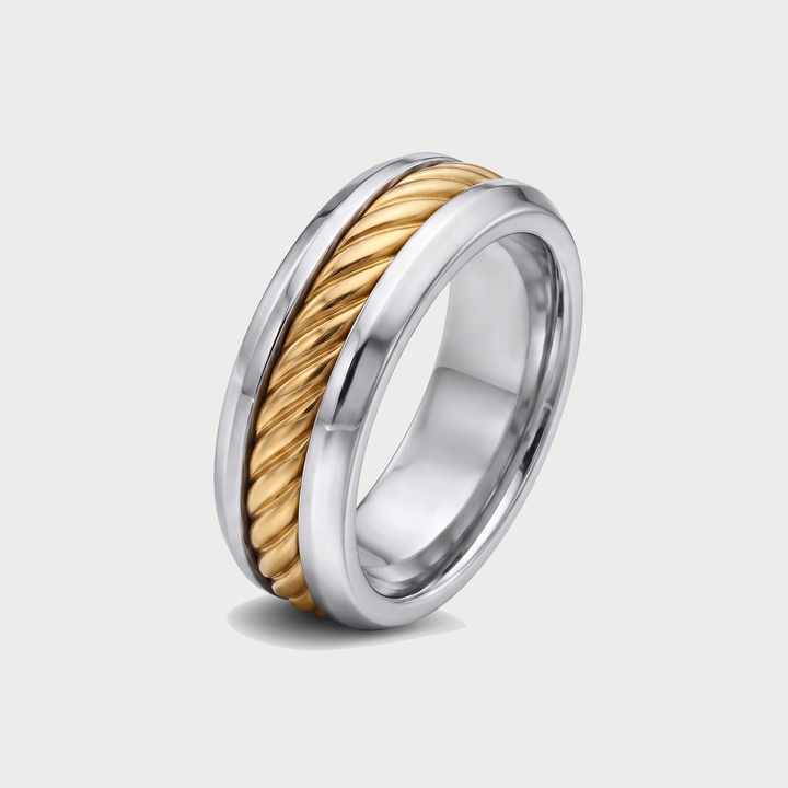 Men's Cable Inset Solid Gold Band