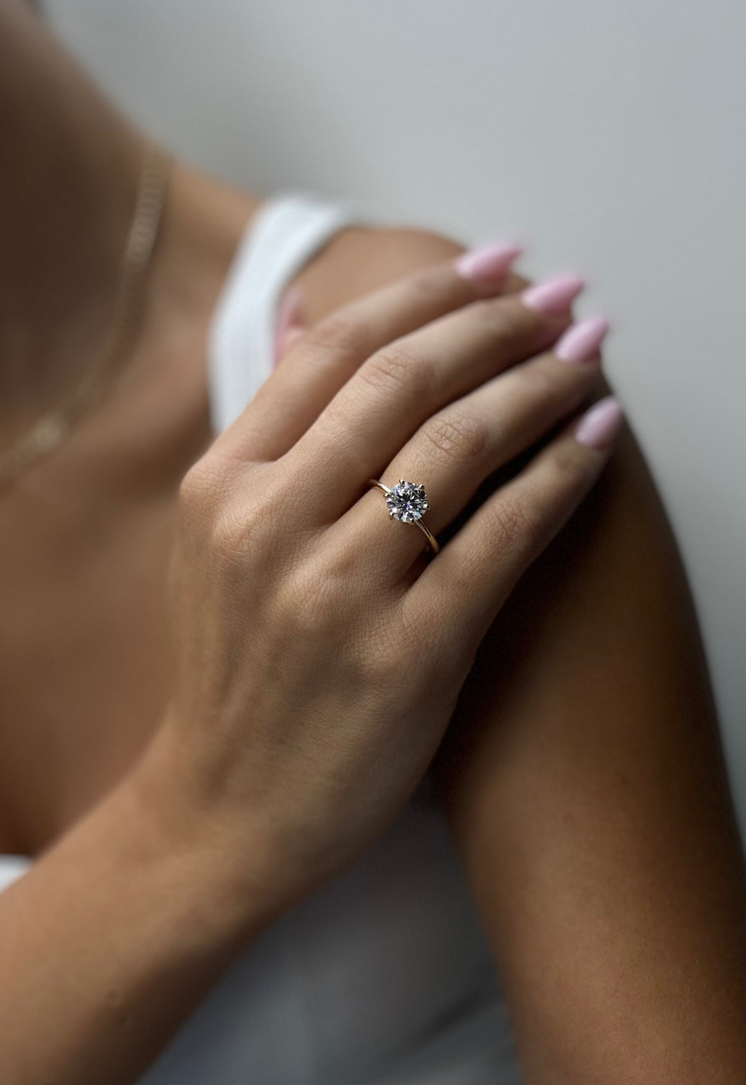 Breda-Six Prong Round Lab Diamond Engagement Ring, Female, Front