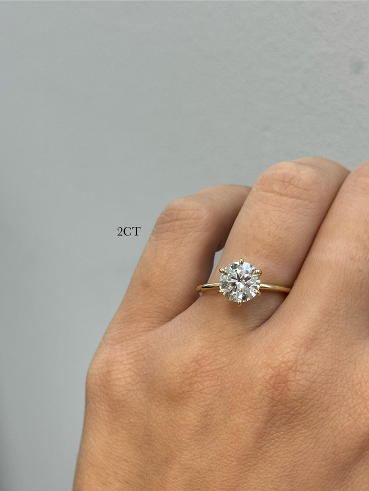 Breda-Six Prong Round Solitaire  Lab Diamond Engagement Ring, Female, Front