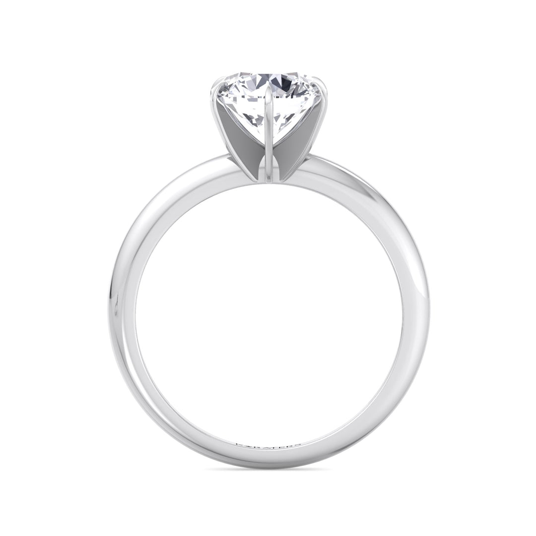 Breda-Six Prong Round Solitaire Lab Diamond Ring, White Gold, Profile