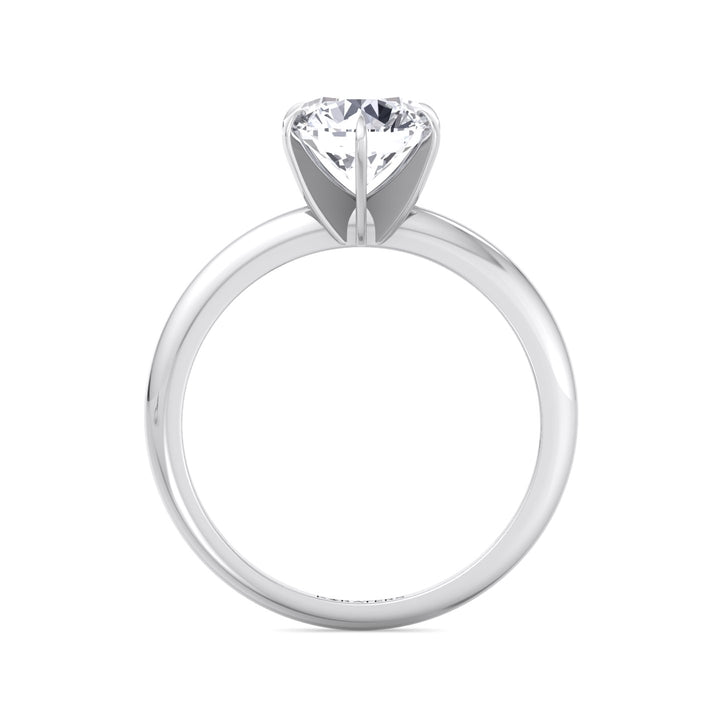 Breda-Six Prong Round Solitaire Lab Diamond Ring, White Gold, Profile