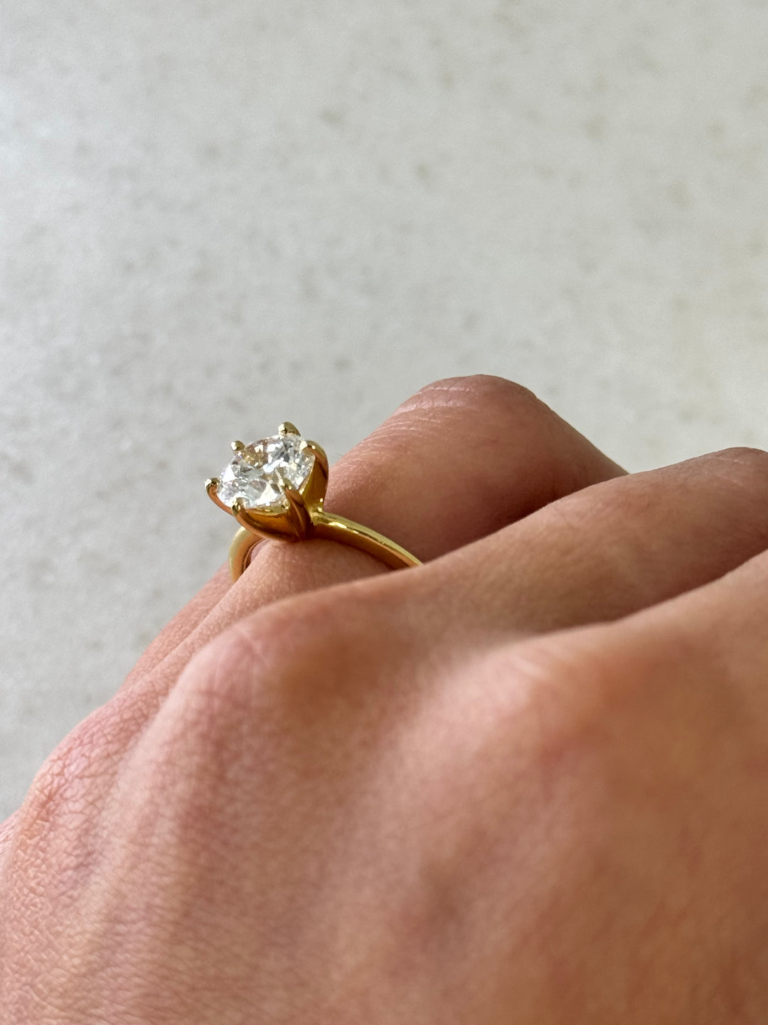 Breda - Six Prong Round Cut Solitaire Lab Diamond Ring, Yellow Gold, Female