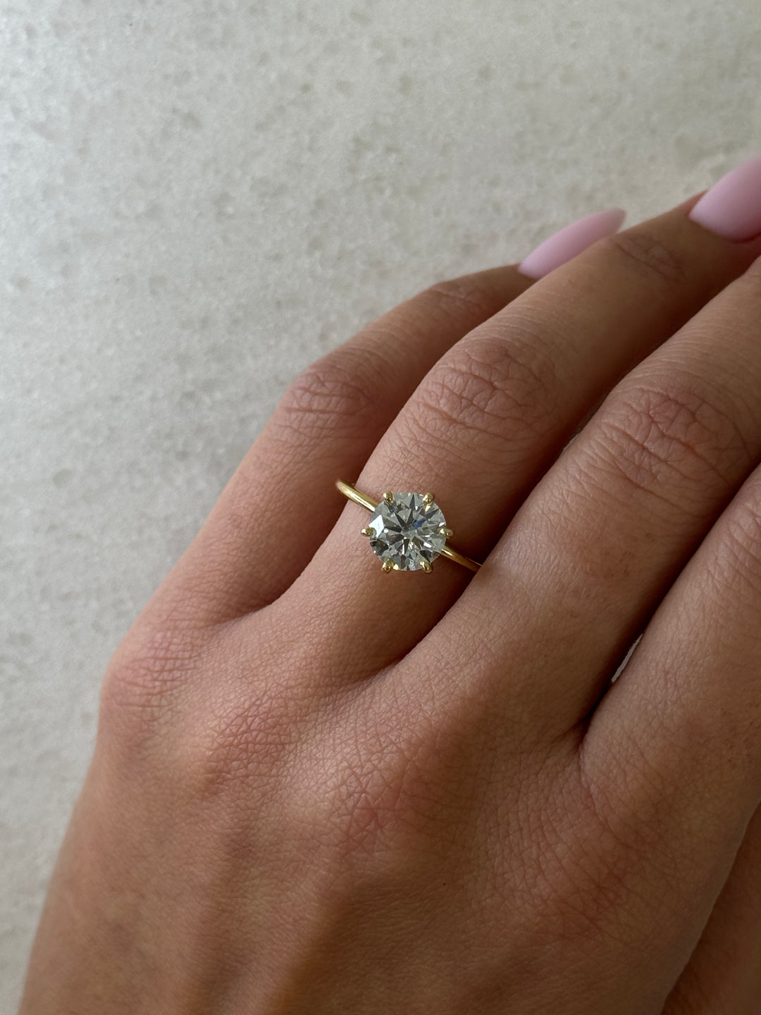 Breda - Six Prong Round Solitaire Lab Diamond Ring, Yellow Gold, Female