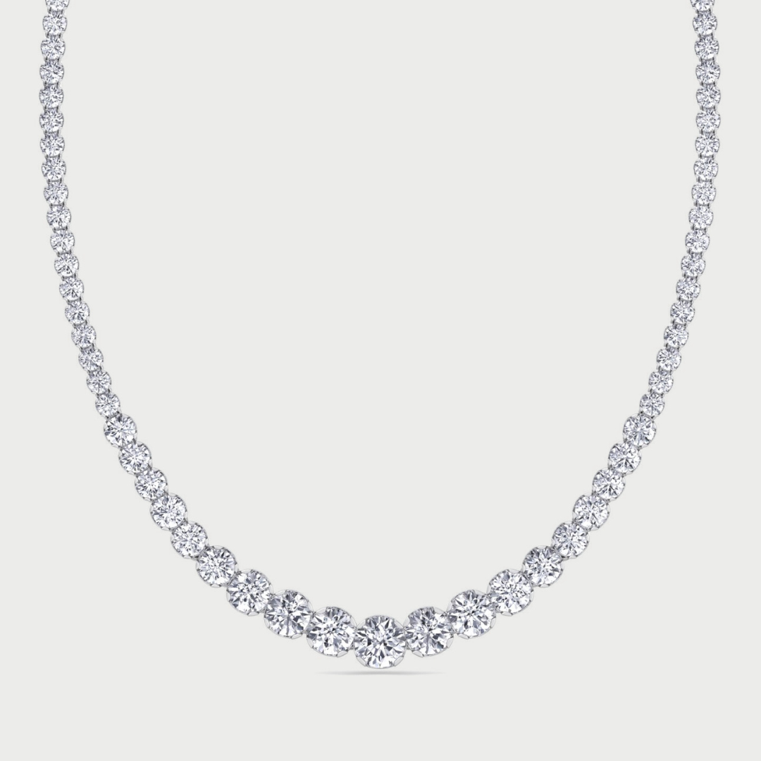 Buttercup Illusion Set Graduated Lab Grown Diamond Tennis Necklace