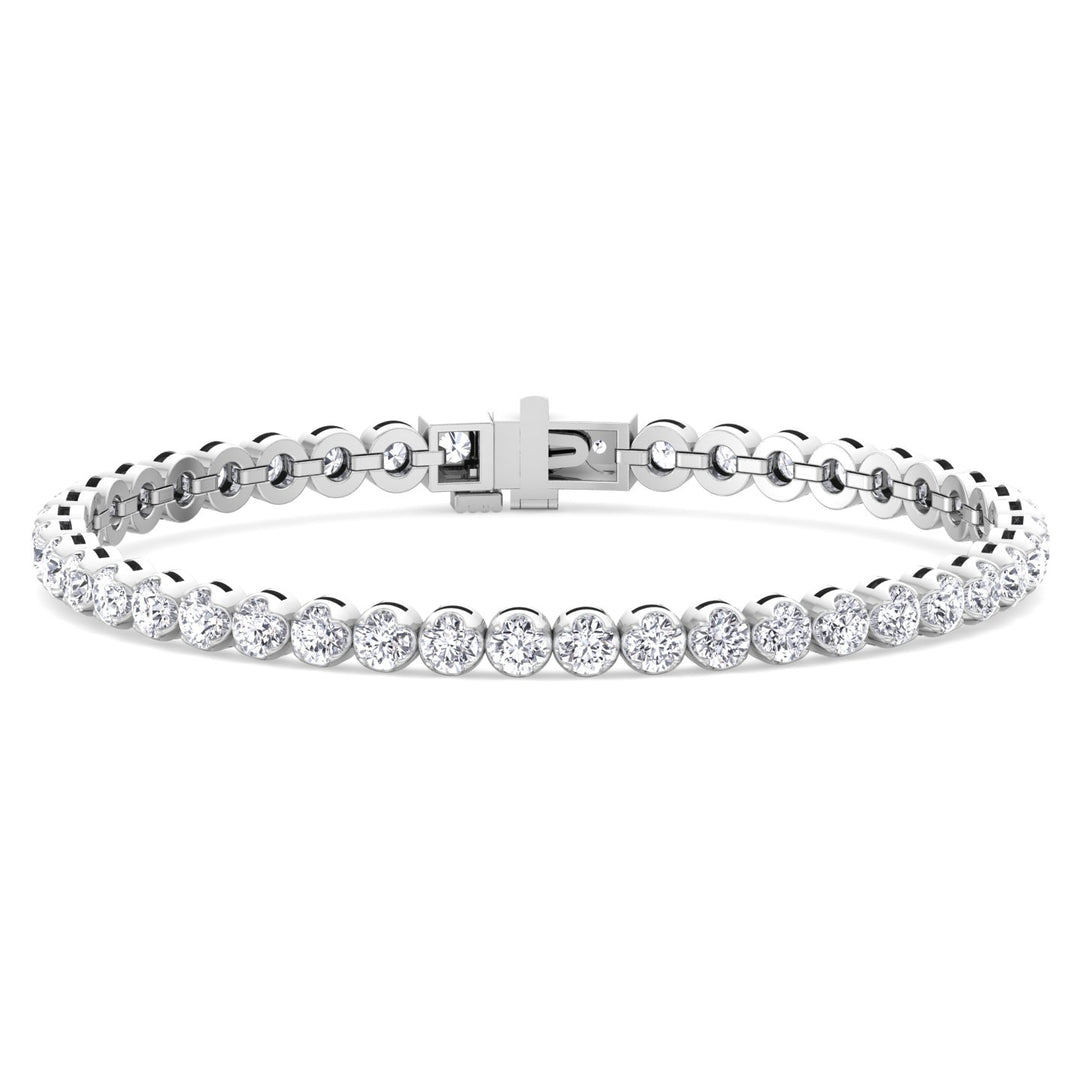 Buttercup Illusion Round Lab-Diamond Tennis Bracelet 14K White 