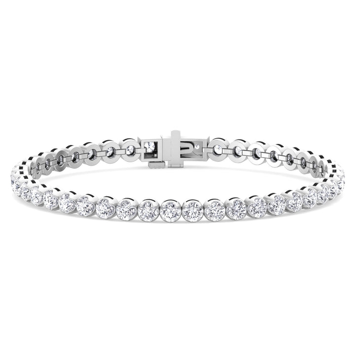 Buttercup Illusion Round Lab-Diamond Tennis Bracelet 14K White 