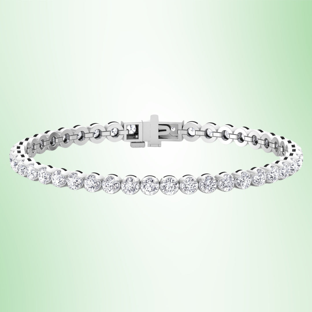 Buttercup Illusion Setting Round Lab-Diamond Tennis Bracelet 14K Solid Gold