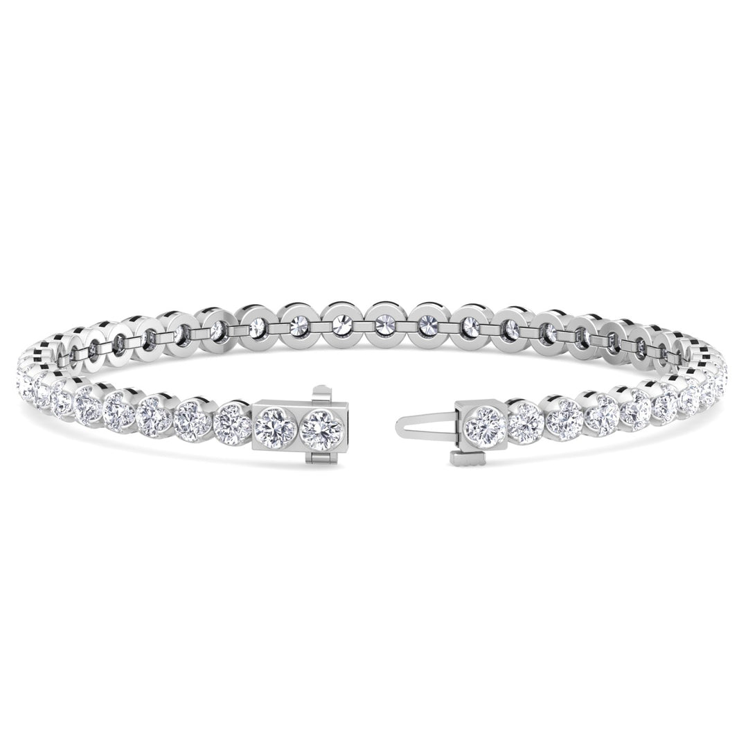 Buttercup Round Lab-Diamond Tennis Bracelet 14K White 