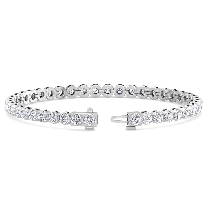 Buttercup Round Lab-Diamond Tennis Bracelet 14K White 