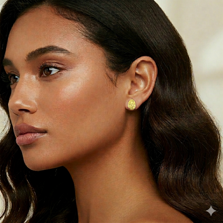 Fancy Yellow Pear Shape Lab Grown Diamond Studs lifestyle RG