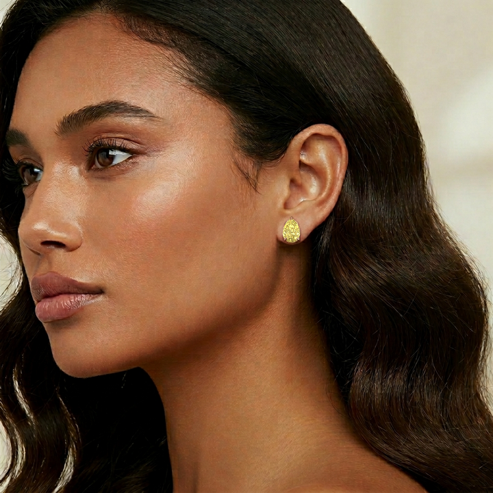 Fancy Yellow Pear Shape Lab Grown Diamond Studs RG lifestyle