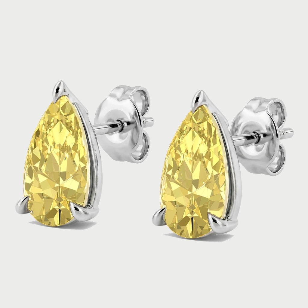 Fancy Yellow Pear Shape Lab Grown Diamond Studs