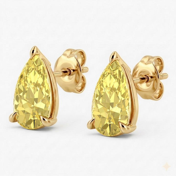 Fancy Yellow Pear Shape Lab Grown Diamond Studs YG
