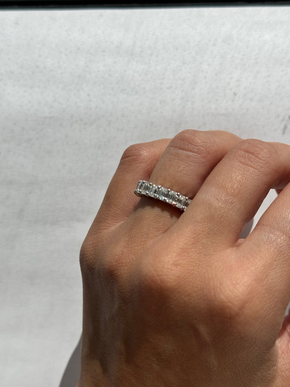 Cartagena - Emerald Cut Lab White Gold Diamond Eternity Band, Female