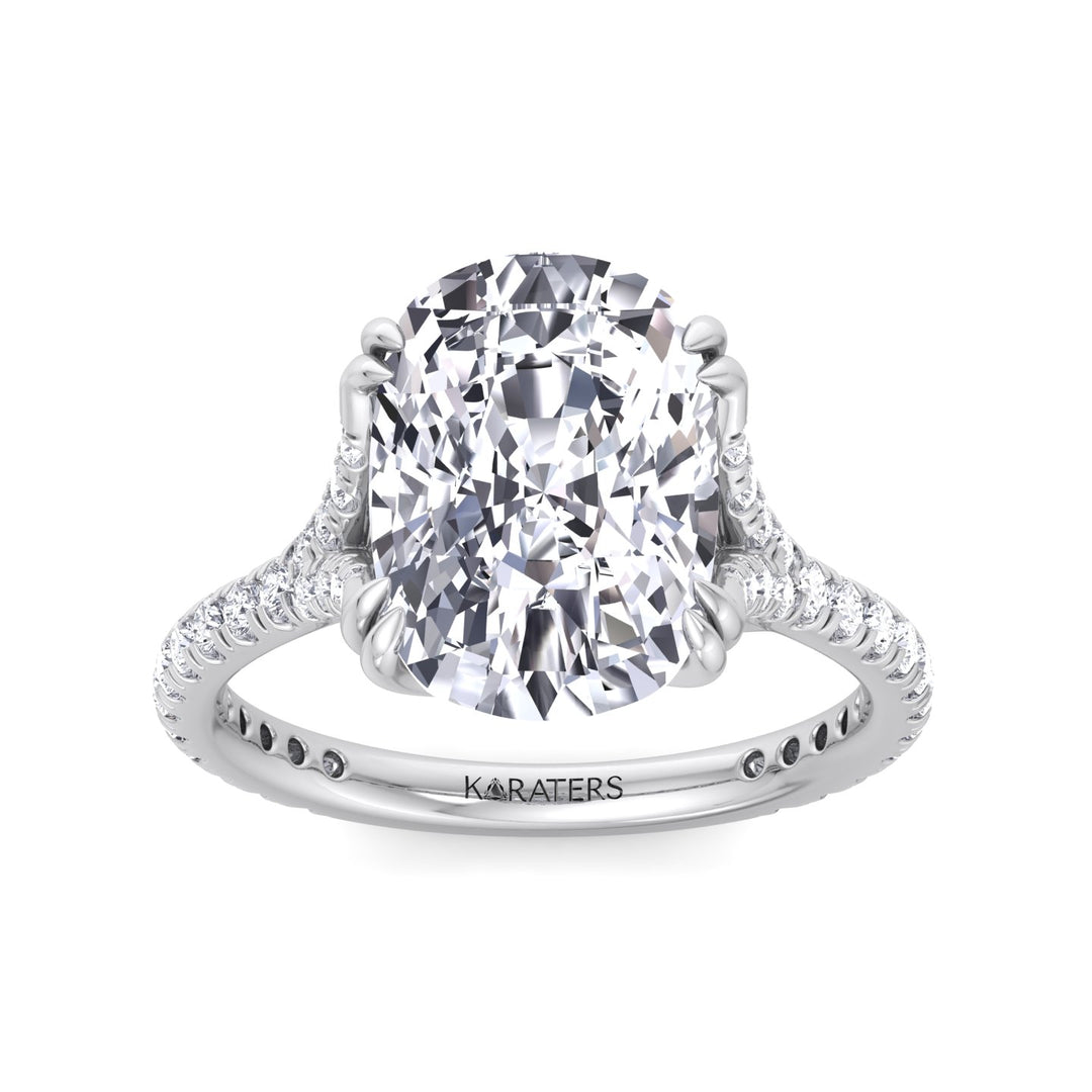 Cecina-Elongated Cushion Lab Diamond Ring Double Claw White Gold, Top Down