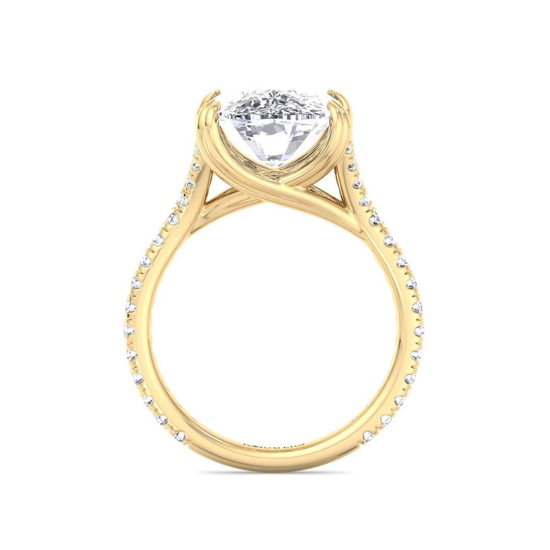 Cecina Elongated Cushion Lab Diamond Yellow Ring Double Pave, Profile