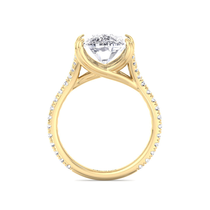 Cecina Elongated Cushion Lab Diamond Yellow Ring Double Pave, Profile