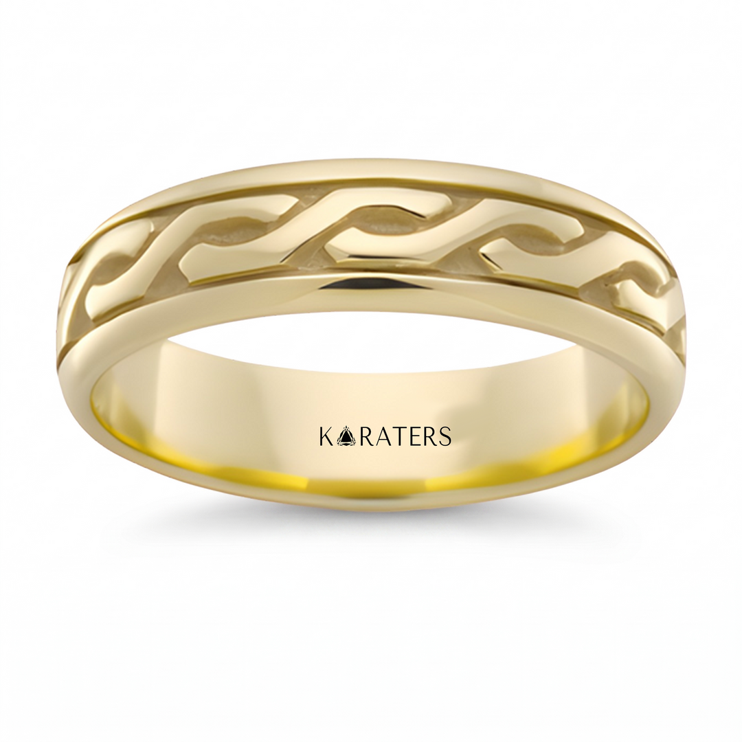 Eternal Twist Style Men's Solid Gold Band YG1