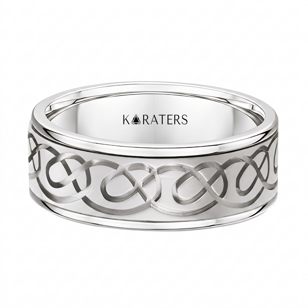 Men's Celtic Lace Solid Gold Band WG 2