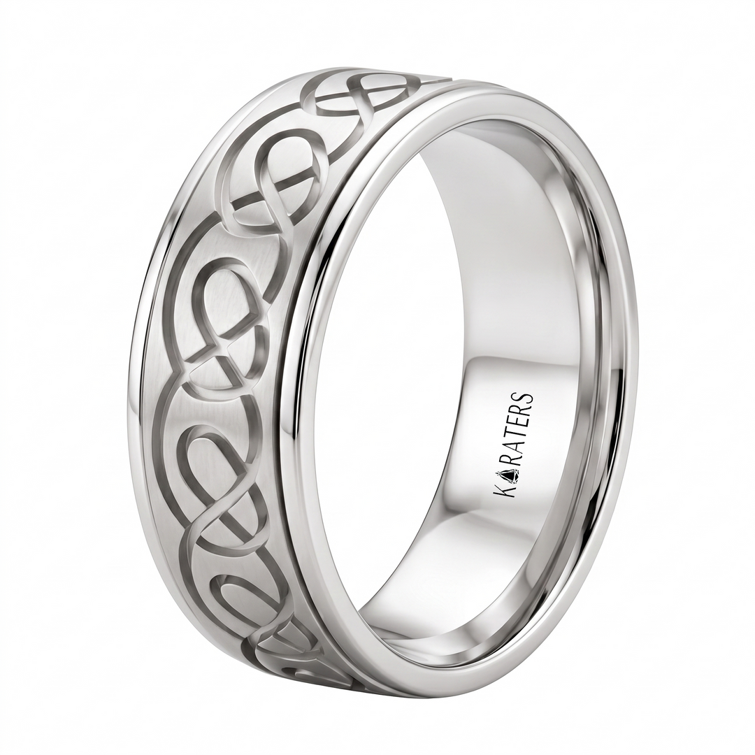 Men's Celtic Lace Solid Gold Band WG 