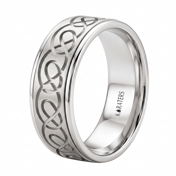 Men's Celtic Lace Solid Gold Band WG 
