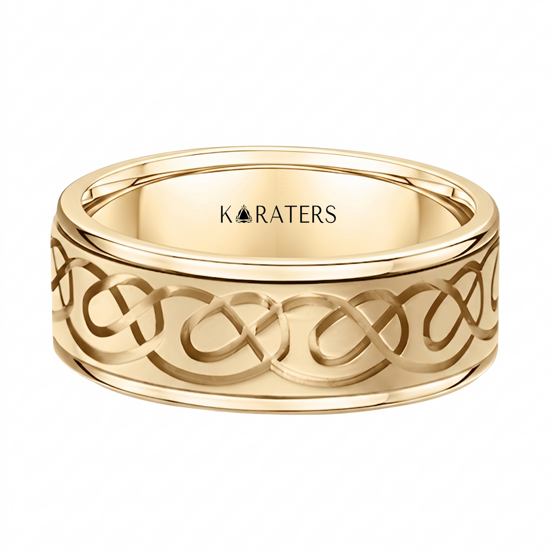 Men's Celtic Lace Solid Gold Band YG 2