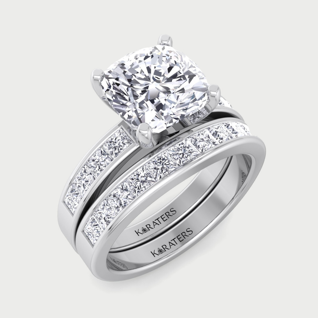 3.85CT Total Weight Channel Stye Lab Grown Diamond Wedding Set