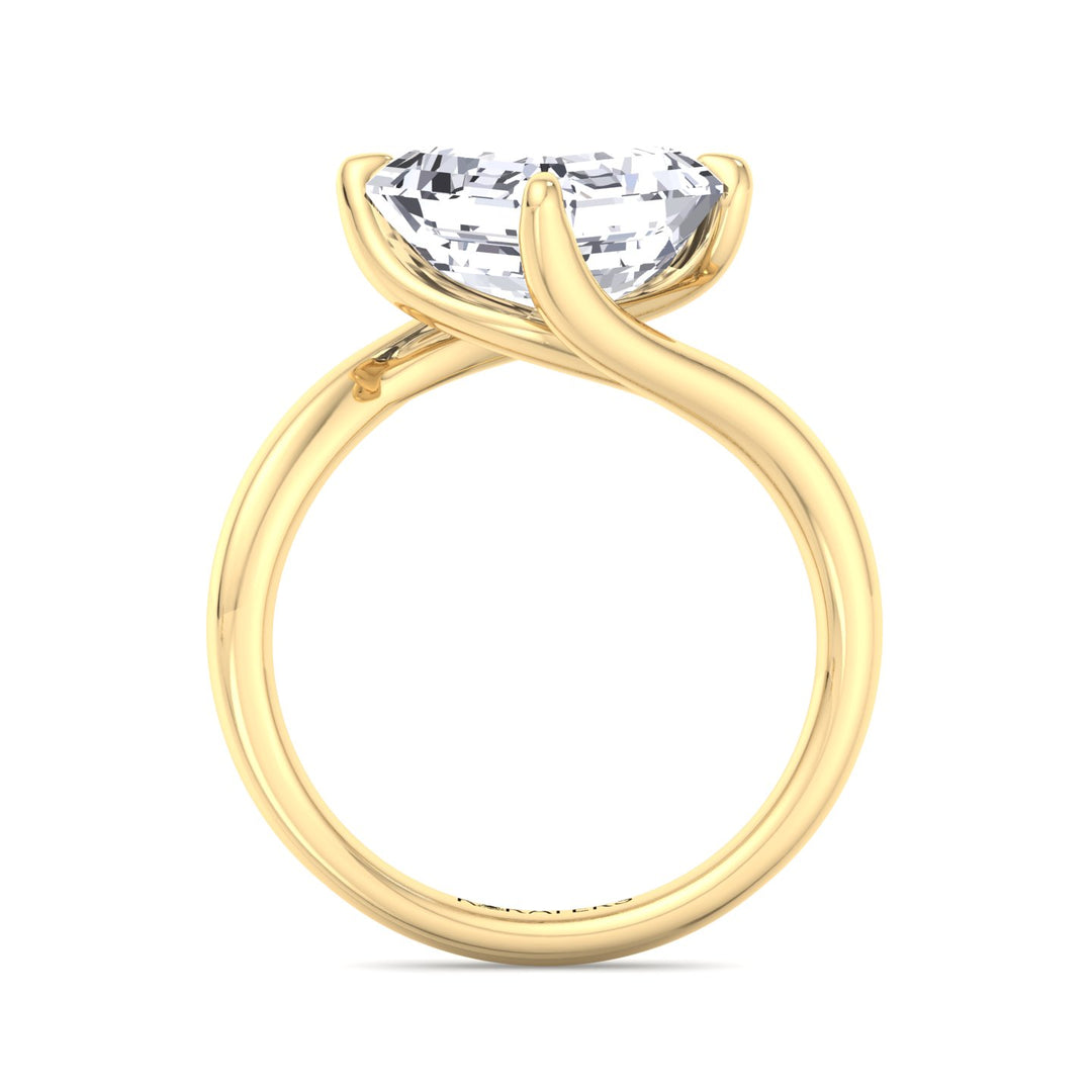 Creme - Asscher Cut Solitaire Lab Diamond Ring Yellow Gold
