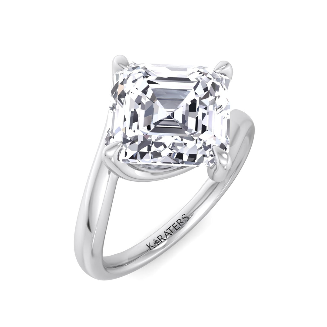 Creme - Asscher Cut Solitaire Lab Grown Diamond Ring White Gold
