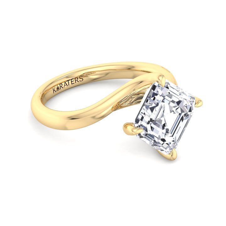 Creme - Asscher Solitaire Lab Diamond Ring Yellow Gold